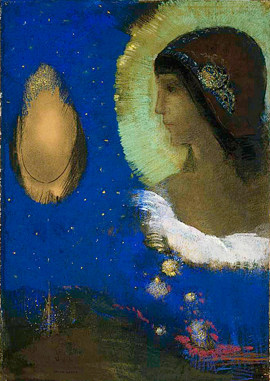 O objeto que causa desejo é enigmático, fascinante; passamos a vida a buscá-lo. Sita (1893), divindade hindu, tida como par ideal, por Odilon Redon.